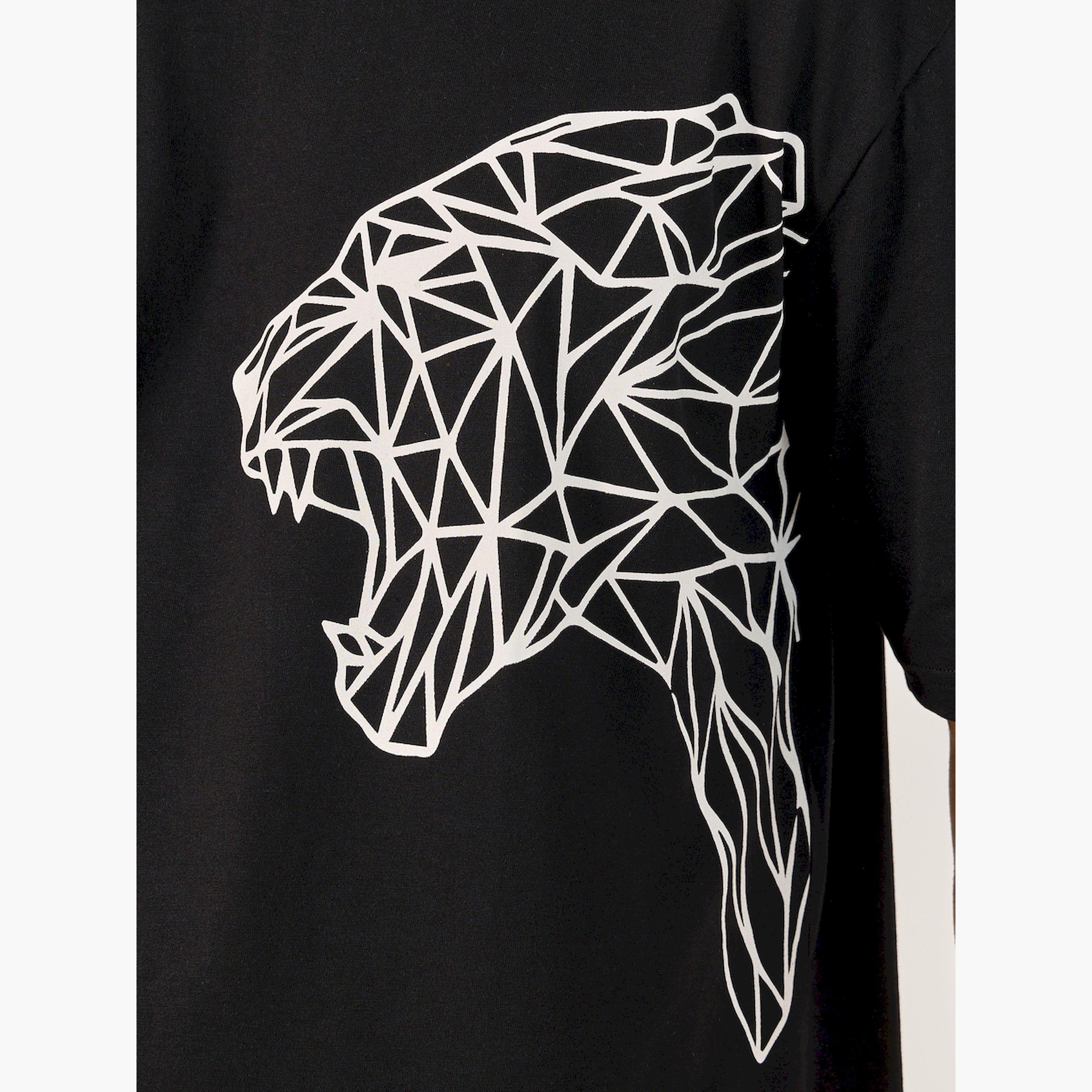 ستايلي -  تي شيرت تايجر جرافيكي بياقة دائرية ومقاس كبير-men-clothing-tshirtsandpolos-tshirts-image-2