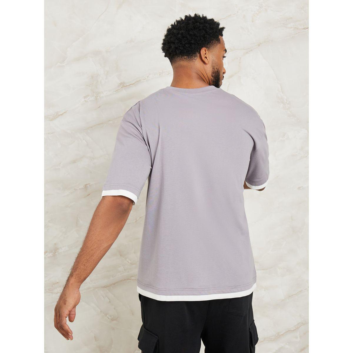 Styli Slogan Print Oversized T-Shirt with Contrast Trim-men-clothing-tshirtsandpolos-tshirts-image-4