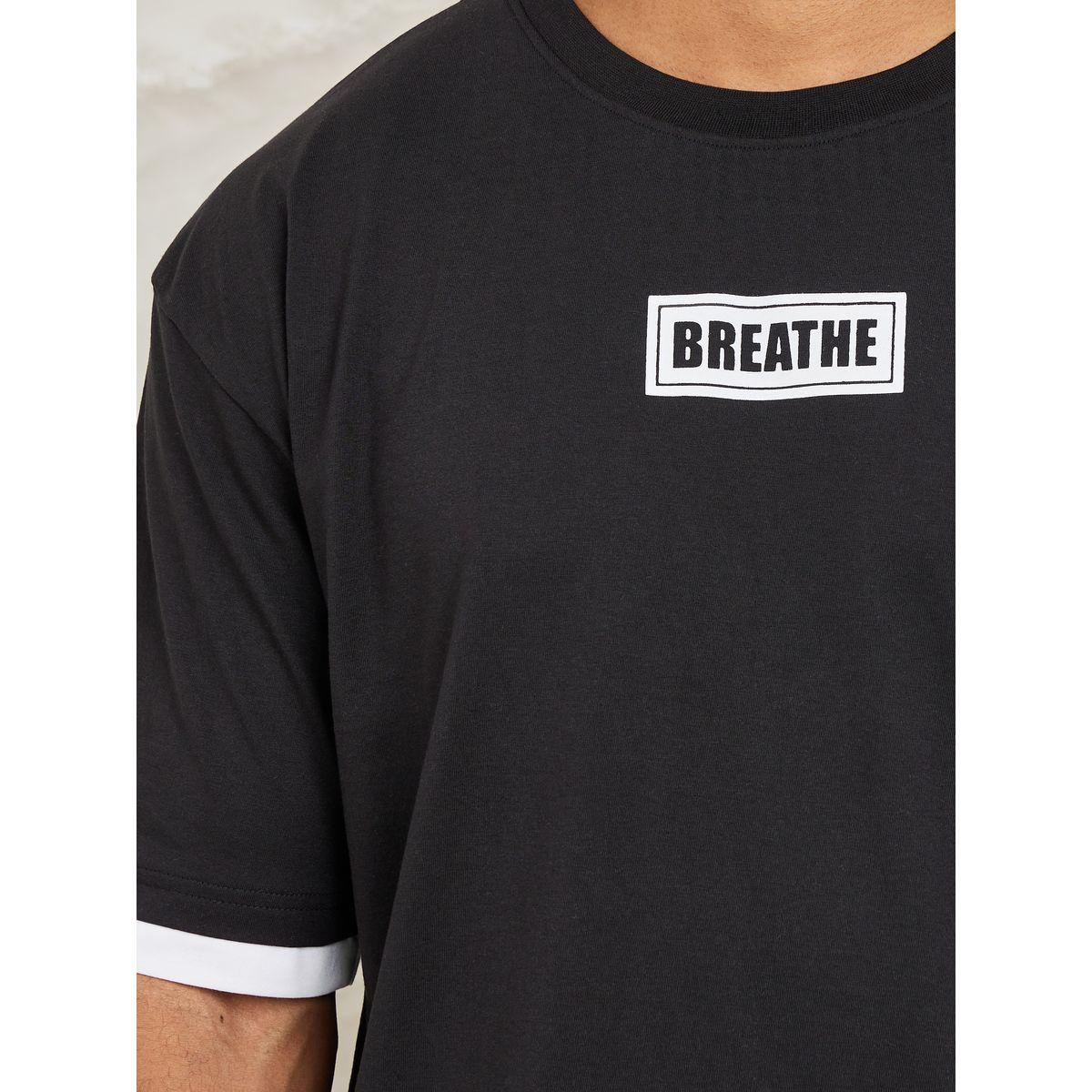 Styli Slogan Print Oversized T-Shirt with Contrast Trim-men-clothing-tshirtsandpolos-tshirts-image-4