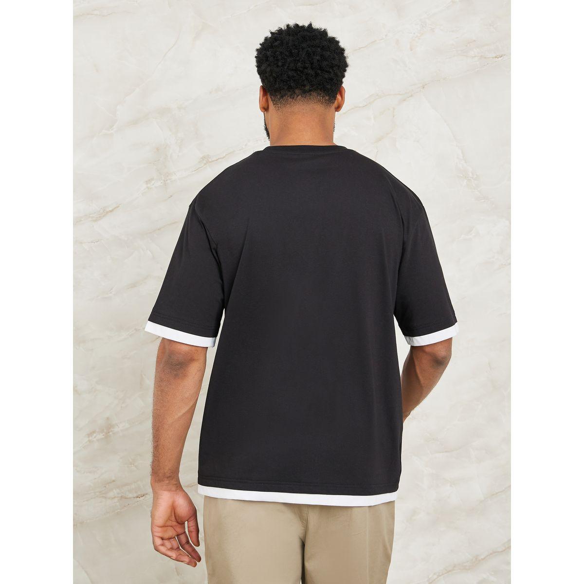 Styli Slogan Print Oversized T-Shirt with Contrast Trim-men-clothing-tshirtsandpolos-tshirts-image-5