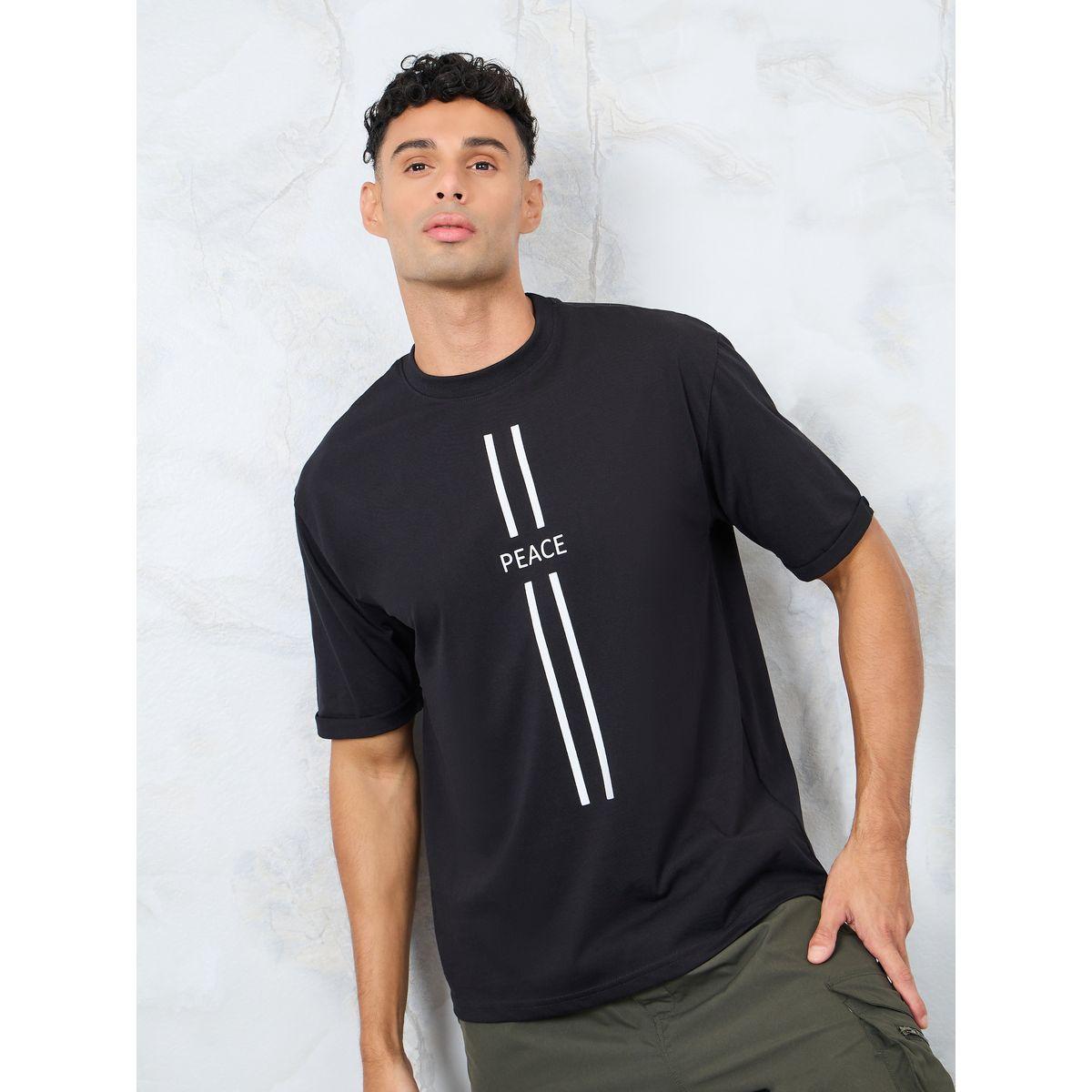 Styli Graphic Print Oversized T-Shirt with Sleeve Turnup-men-clothing-tshirtsandpolos-tshirts-image-1