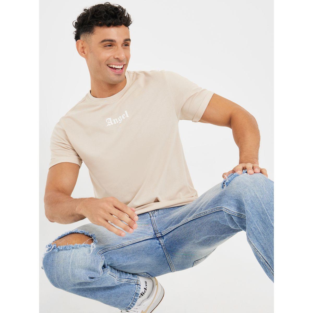 Styli Slogan Print Regular T-Shirt with Sleeve Turnup-men-clothing-tshirtsandpolos-tshirts-image-1