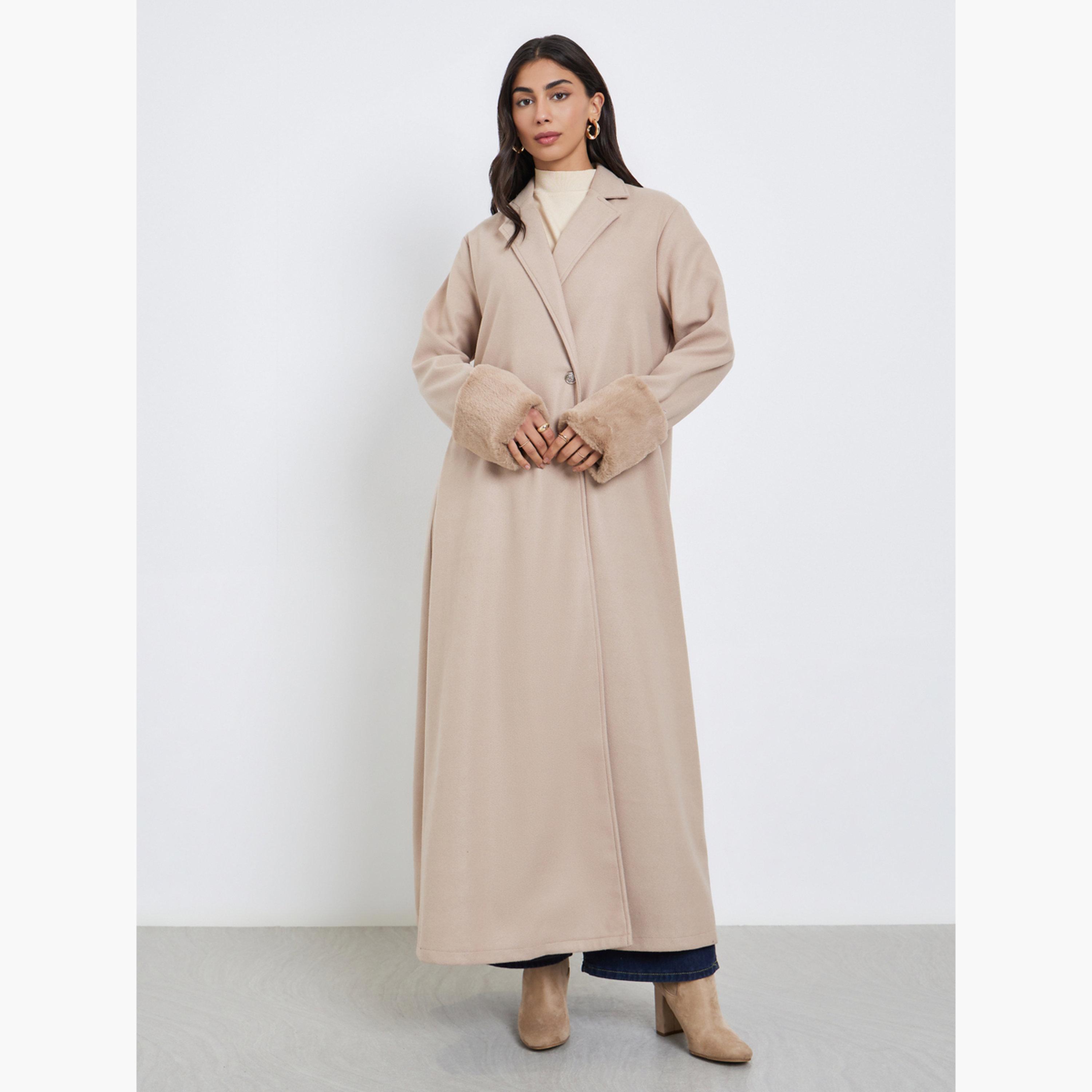 أميرة x ستايلي عباية بياقة وتفاصيل فرو صناعي على الأكمام-women-arabicclothing-abayas-image-2