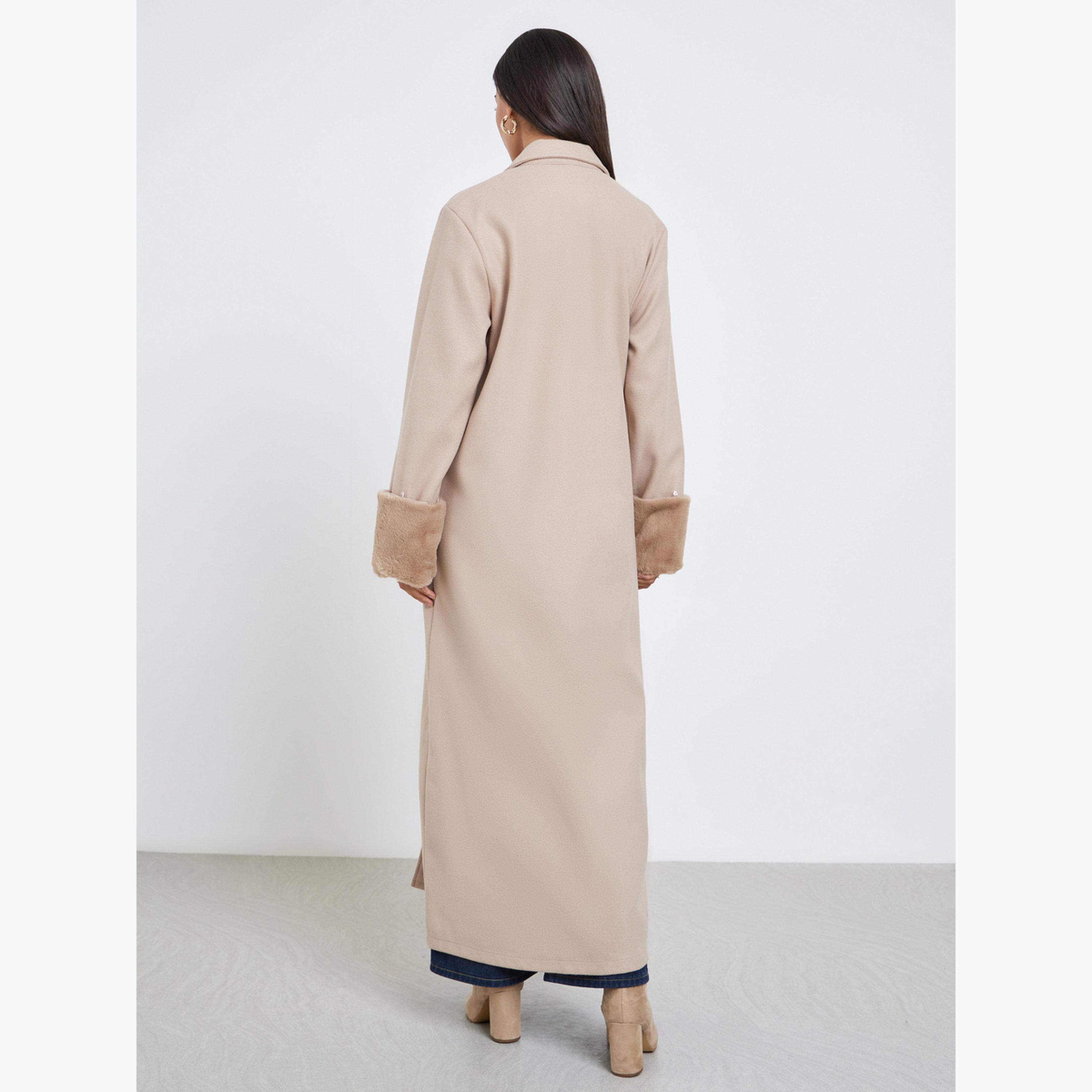 أميرة x ستايلي عباية بياقة وتفاصيل فرو صناعي على الأكمام-women-arabicclothing-abayas-image-4