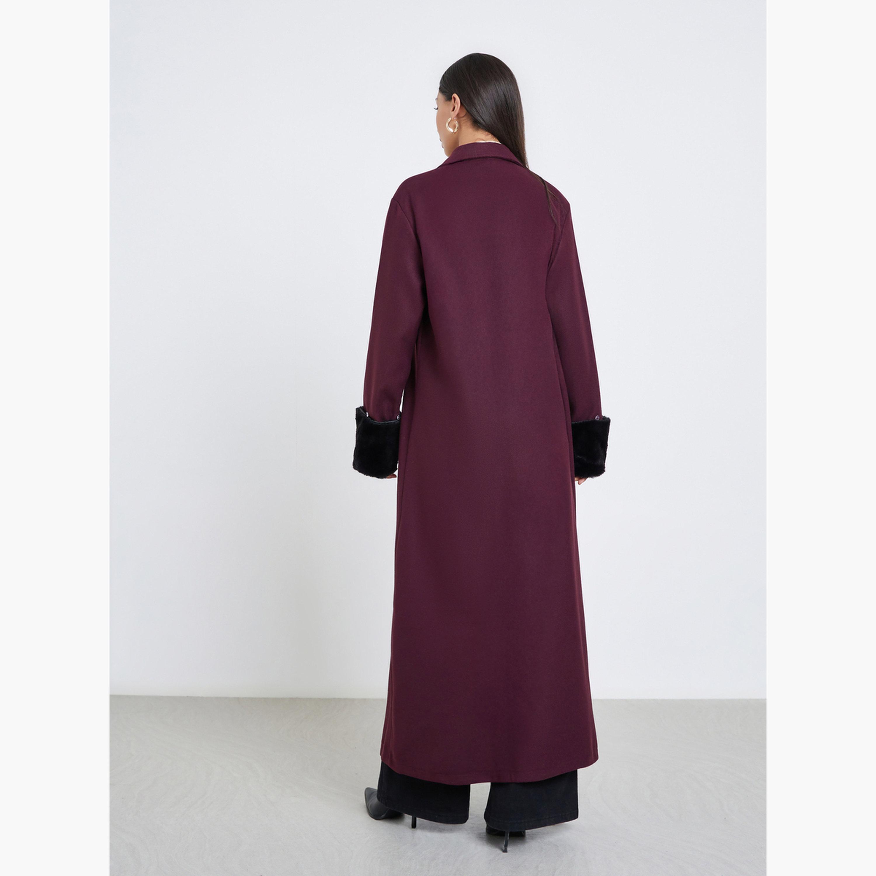 أميرة x ستايلي عباية بياقة وتفاصيل فرو صناعي على الأكمام-women-arabicclothing-abayas-image-4