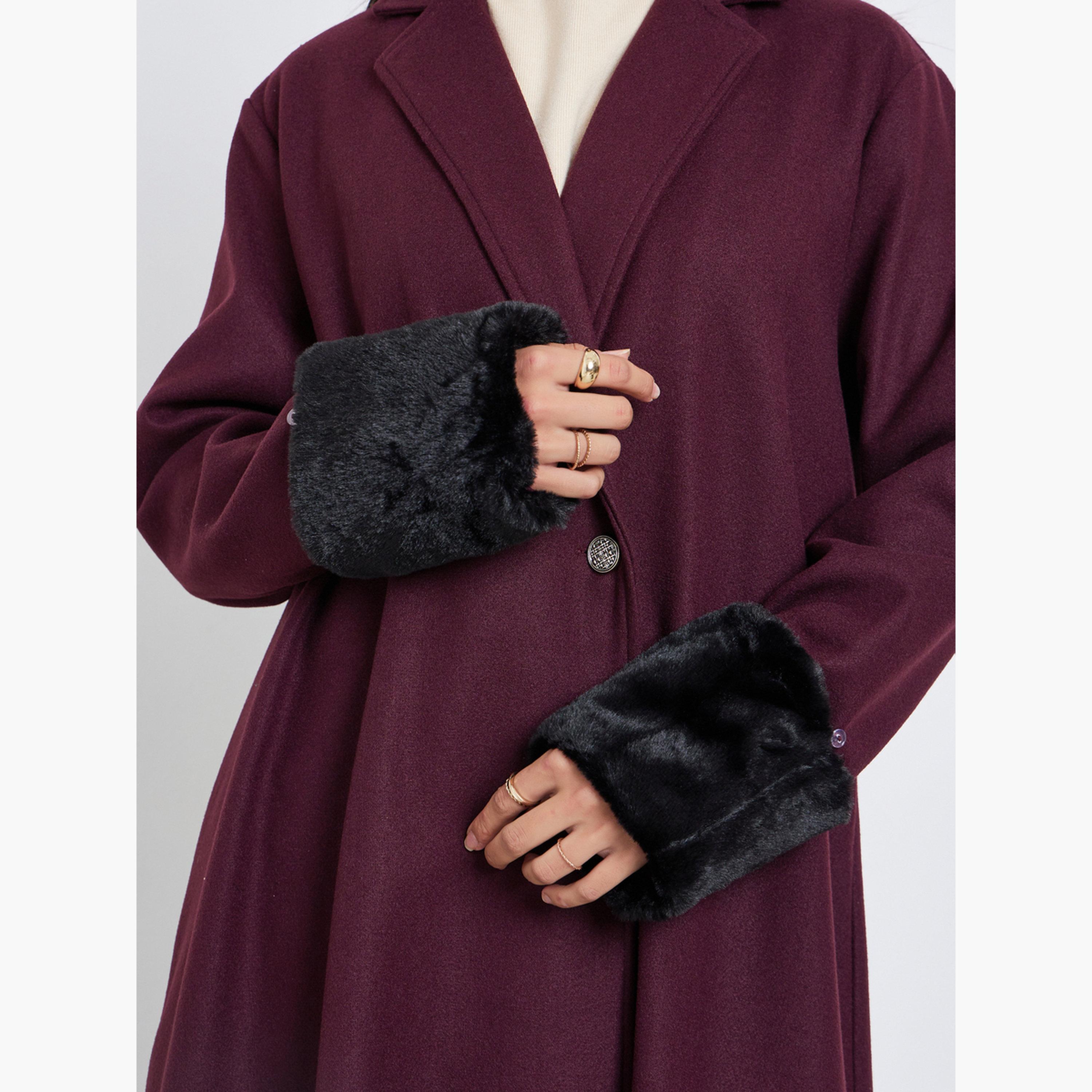 أميرة x ستايلي عباية بياقة وتفاصيل فرو صناعي على الأكمام-women-arabicclothing-abayas-image-5