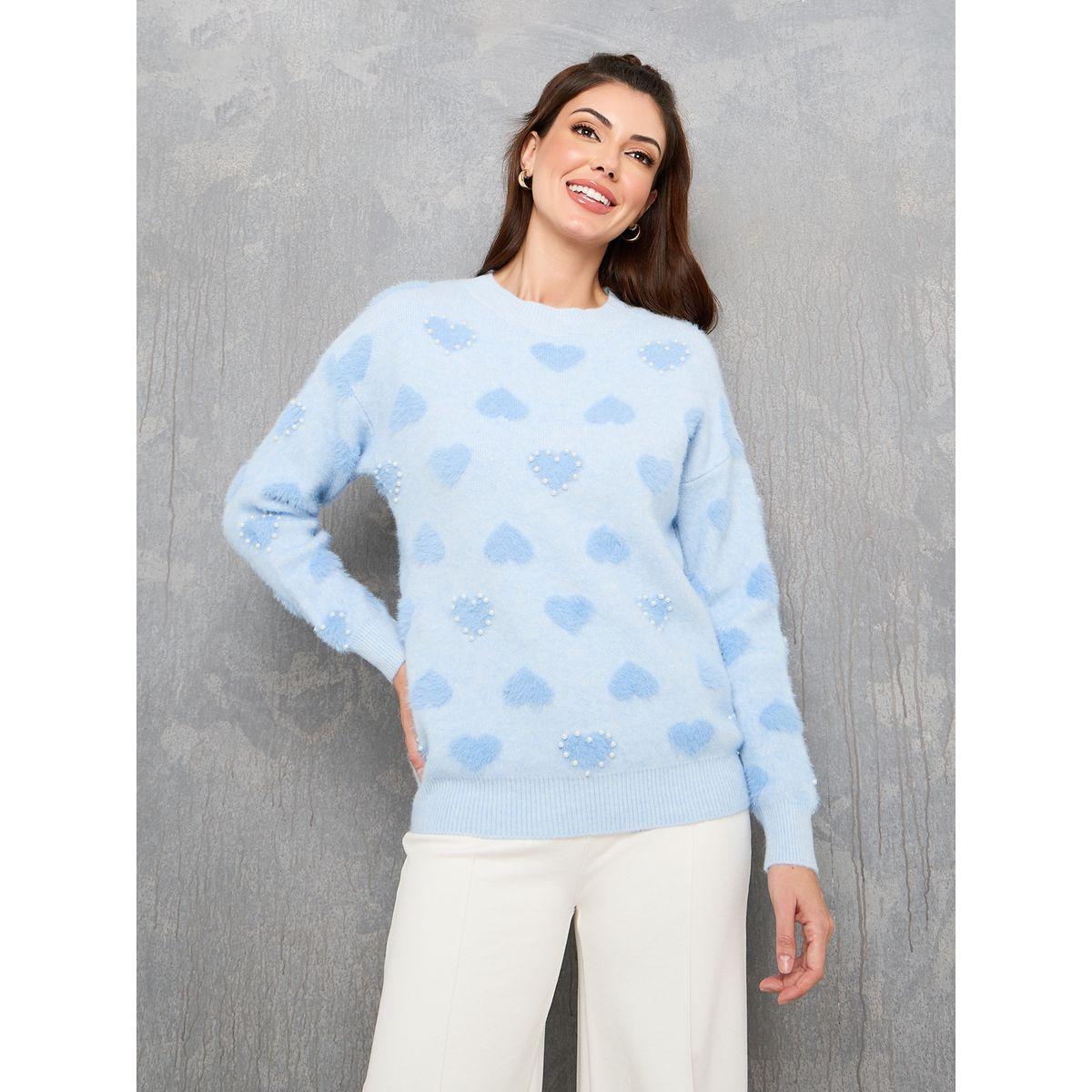 Styli Pattern Pearl Detail Knit Sweater-women-clothing-cardigansandjumpers-jumpers-image-1