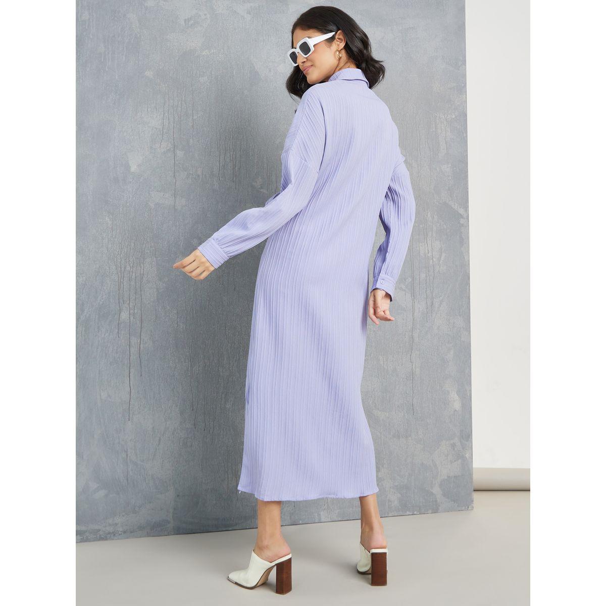 Styli Front Tie Detail Textured Midi Dress-women-clothing-dresses-image-4