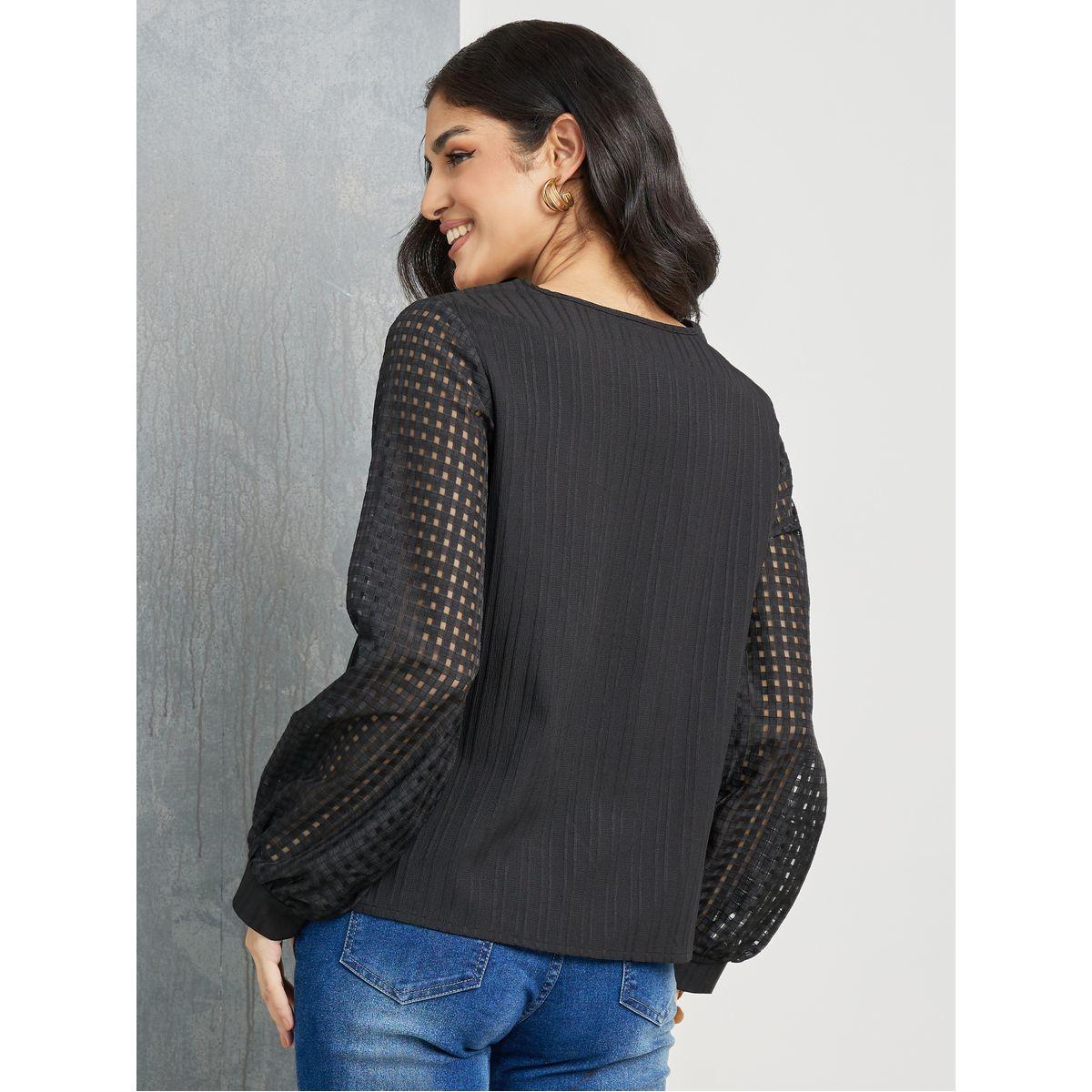بلوزة بقصة مريحة واكمام سيرساكر-women-clothing-shirtsandblouses-blouses-image-4