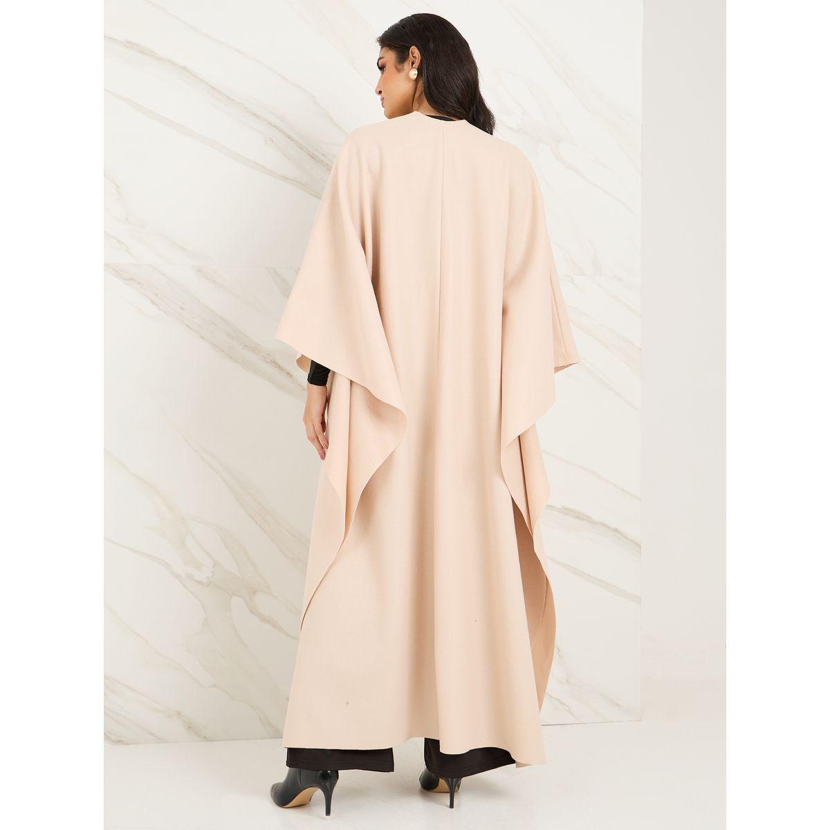 Styli Cape Shape Open Front Winter Abaya-women-arabicclothing-abayas-image-4