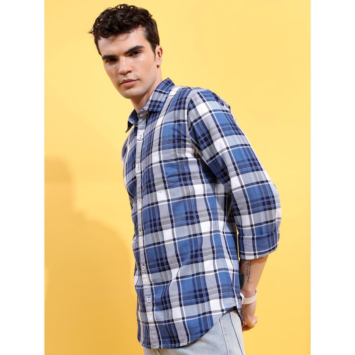 قميص بقصة سليم فت وجيب هايلاندر × ستايلي-men-clothing-shirts-image-4