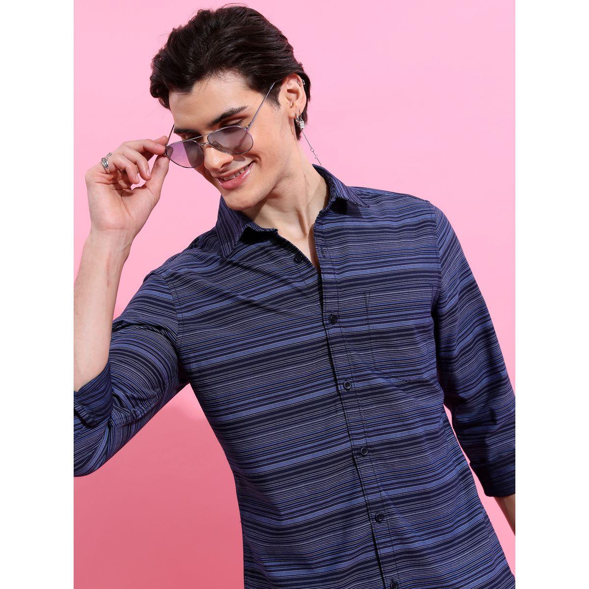 قميص مخطط بقصة سليم فت هايلاندر × ستايلي-men-clothing-shirts-image-1