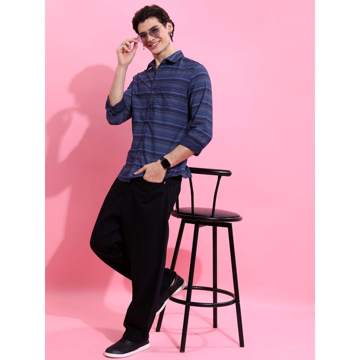 قميص مخطط بقصة سليم فت هايلاندر × ستايلي-men-clothing-shirts-image-2