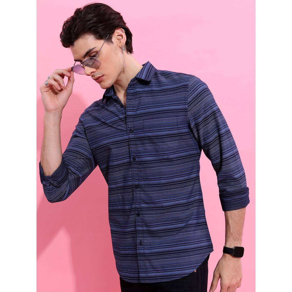 قميص مخطط بقصة سليم فت هايلاندر × ستايلي-men-clothing-shirts-image-4