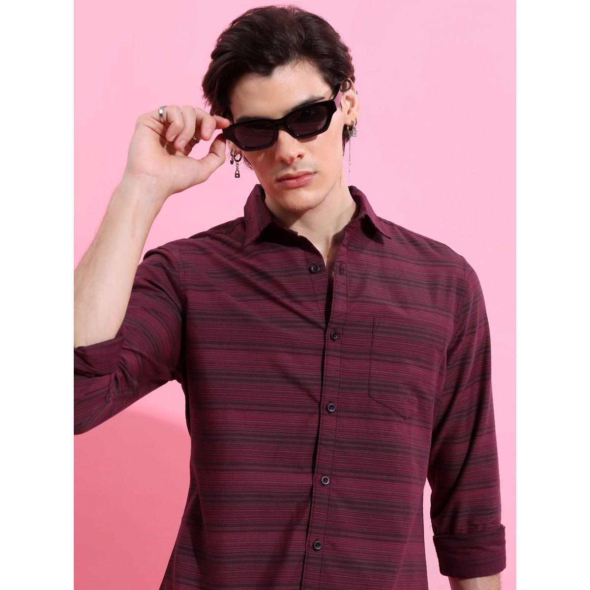 Striped Slim Fit Casual Shirt with Pocket-men-clothing-shirts-image-1