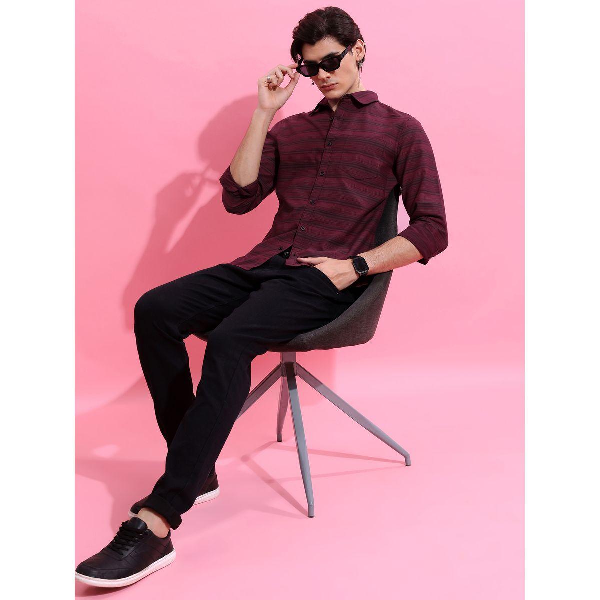 Striped Slim Fit Casual Shirt with Pocket-men-clothing-shirts-image-2