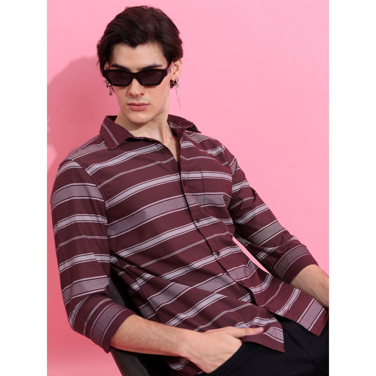 قميص مخطط بأزرار غلق-men-clothing-shirts-image-1