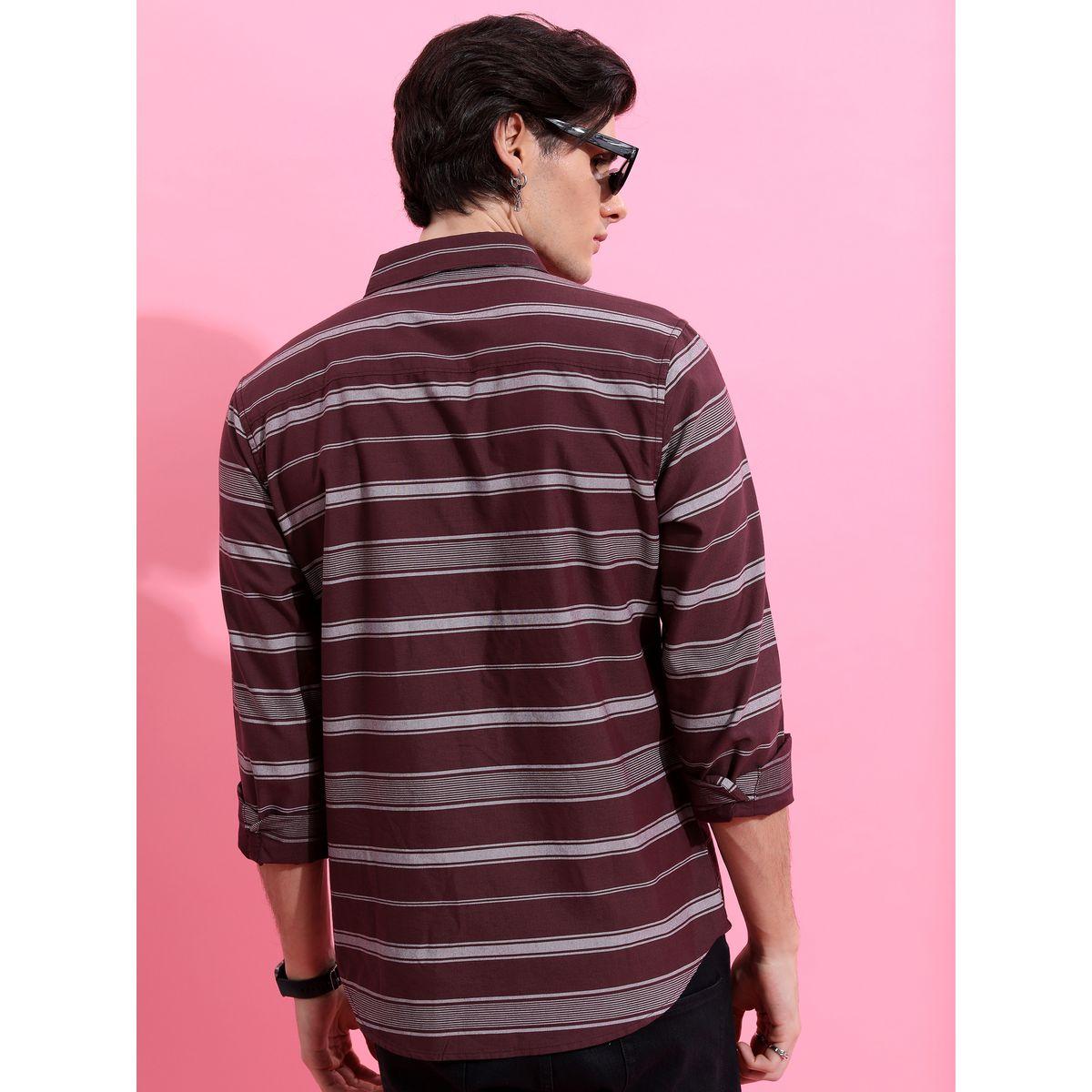Stripe Print Slim Collar Casual Shirt-men-clothing-shirts-image-3