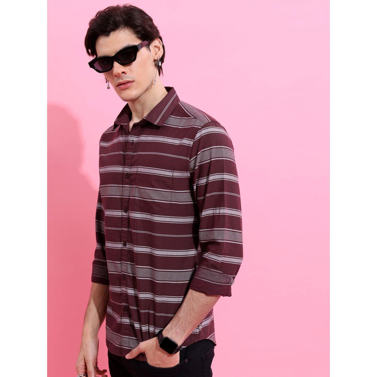 Stripe Print Slim Collar Casual Shirt-men-clothing-shirts-image-4