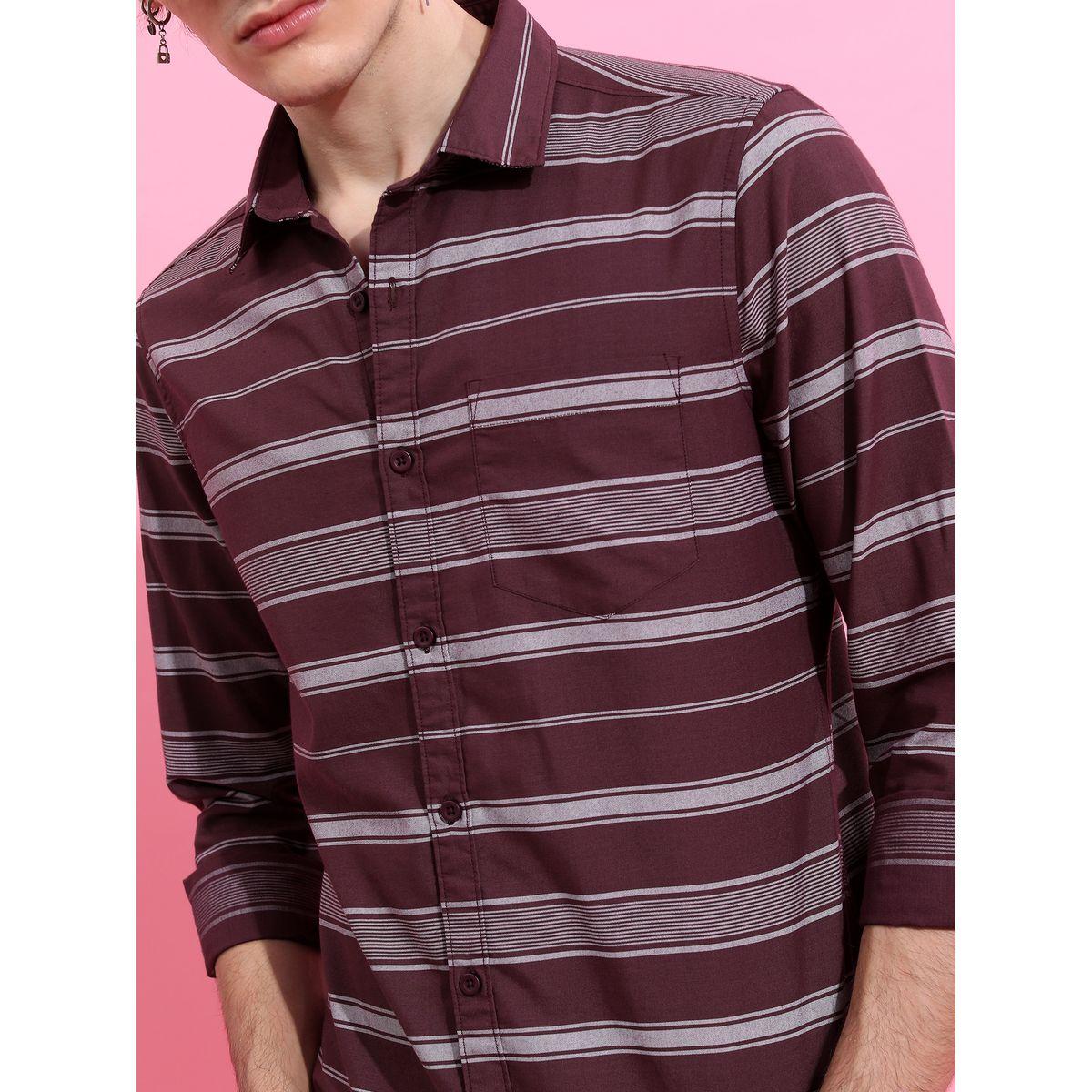 Stripe Print Slim Collar Casual Shirt-men-clothing-shirts-image-5