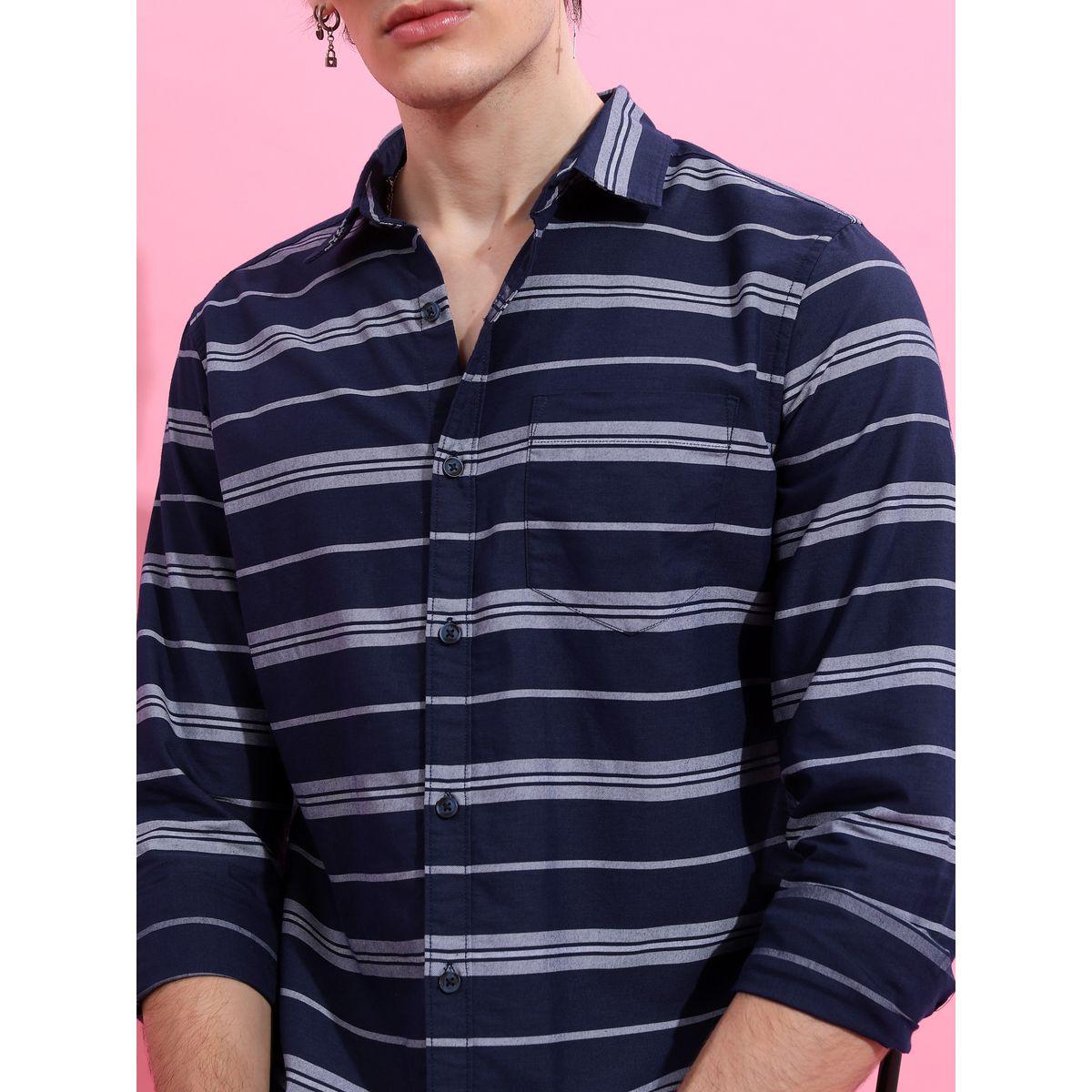 قميص مخطط بأزرار غلق هايلاندر × ستايلي-men-clothing-shirts-image-5