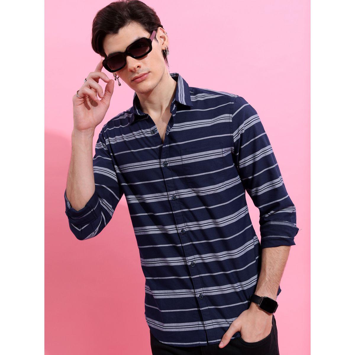 قميص مخطط بأزرار غلق هايلاندر × ستايلي-men-clothing-shirts-image-6