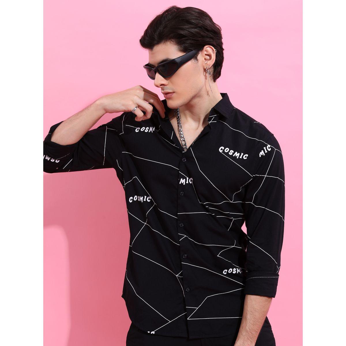 Graphic Print Slim Fit Shirt with Button Placket-men-clothing-shirts-image-1