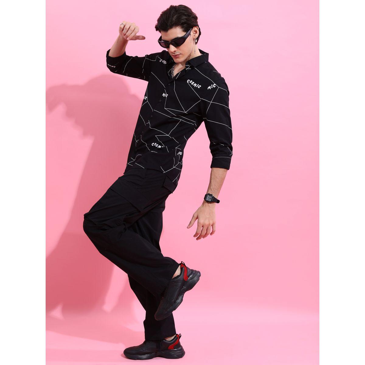 Graphic Print Slim Fit Shirt with Button Placket-men-clothing-shirts-image-2