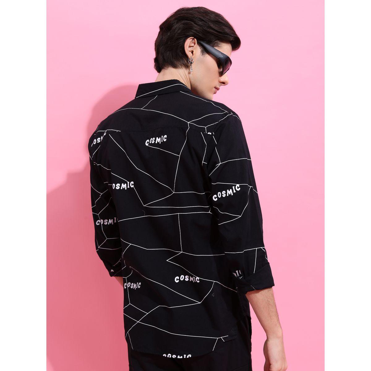 Graphic Print Slim Fit Shirt with Button Placket-men-clothing-shirts-image-3