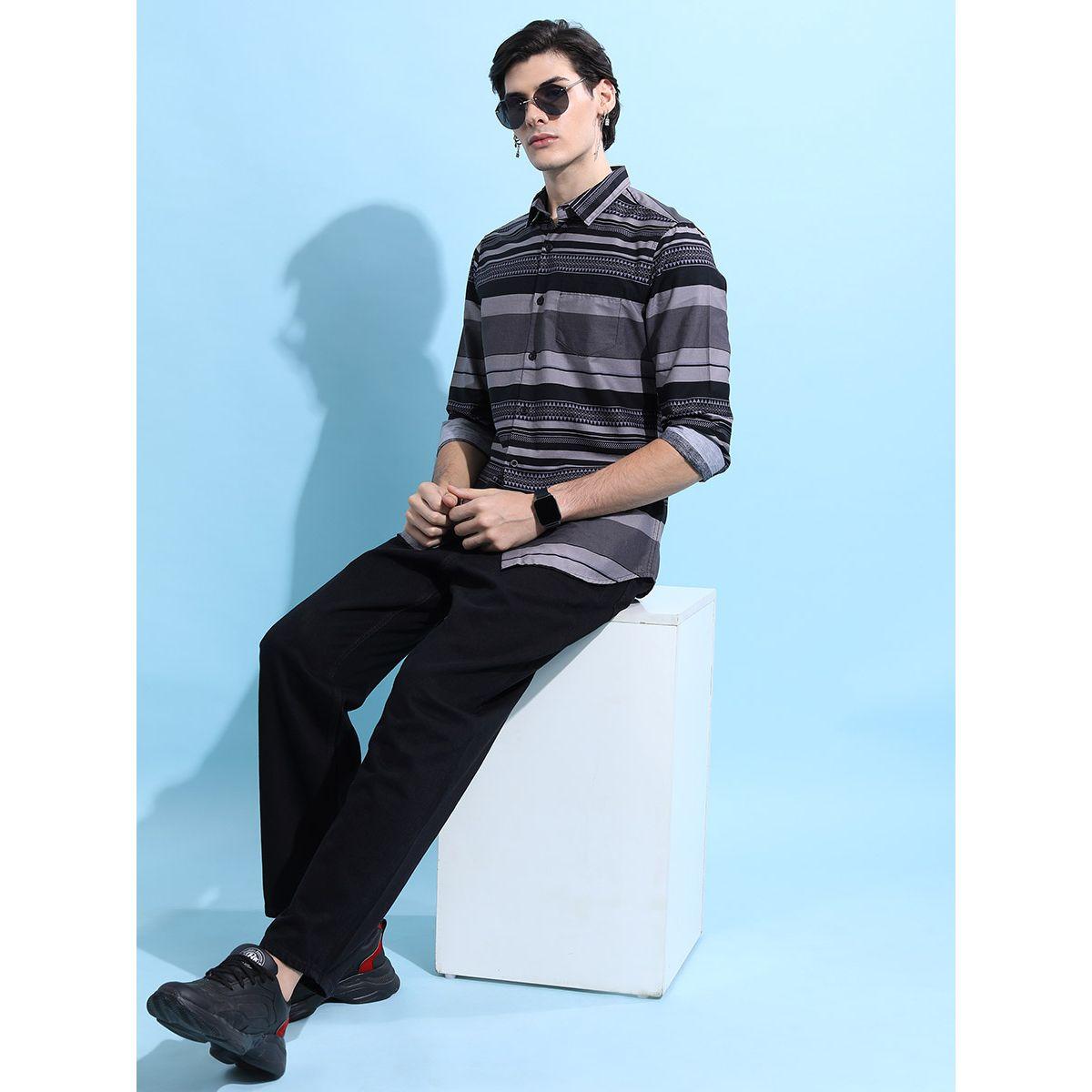 قميص مخطط بأزرار غلق هايلاندر × ستايلي-men-clothing-shirts-image-2