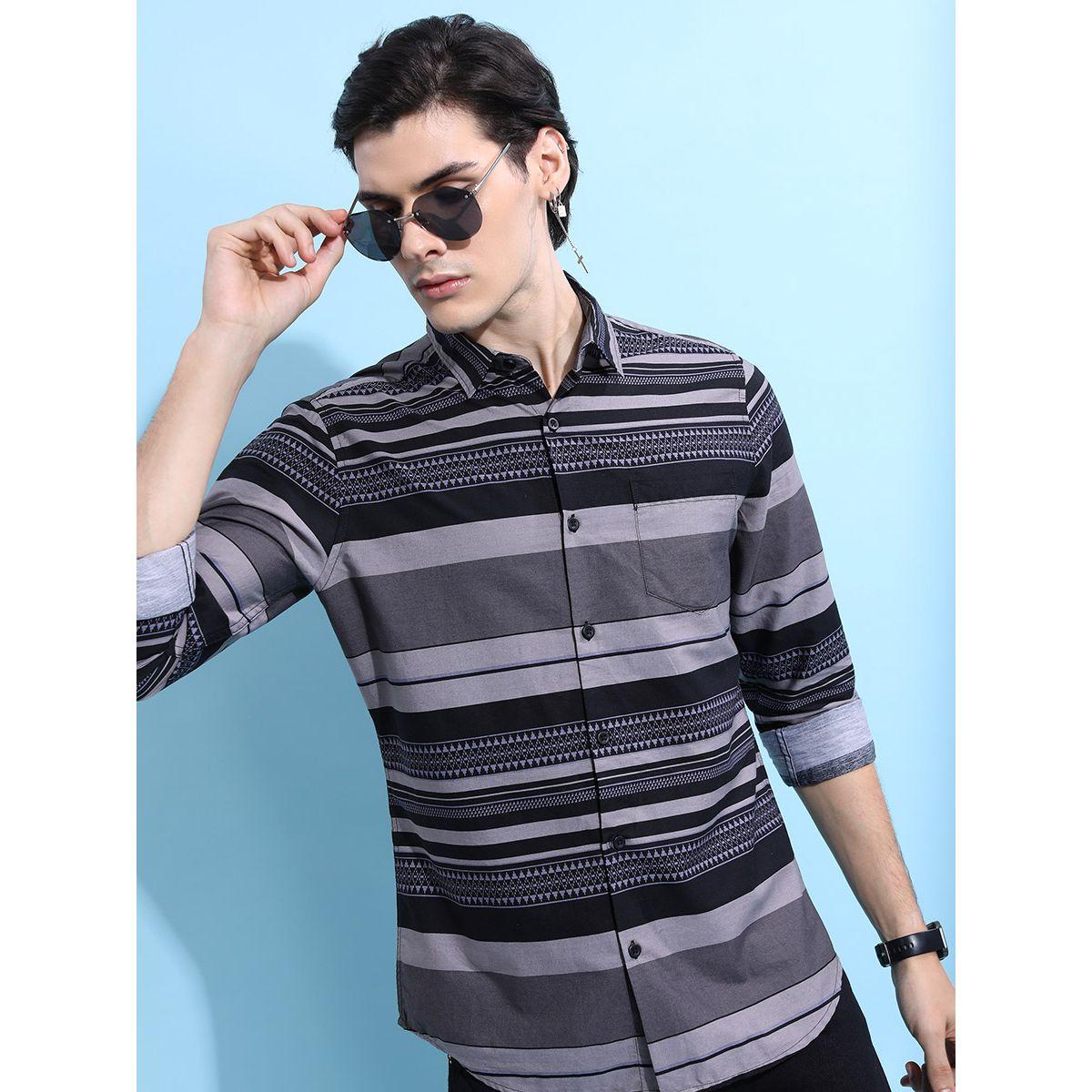 قميص مخطط بأزرار غلق هايلاندر × ستايلي-men-clothing-shirts-image-4