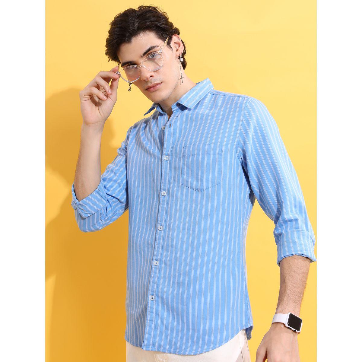 قميص مخطط بجيب على الصدر هايلاندر × ستايلي-men-clothing-shirts-image-4