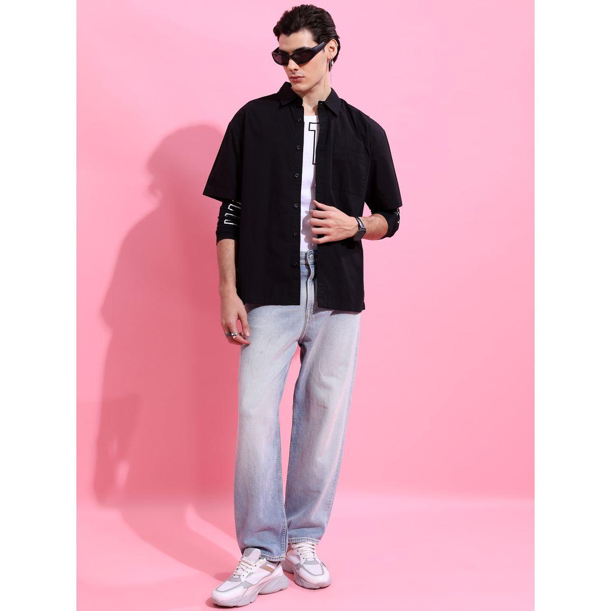 Oversized Solid Drop Shoulder Shirt-men-clothing-shirts-image-2