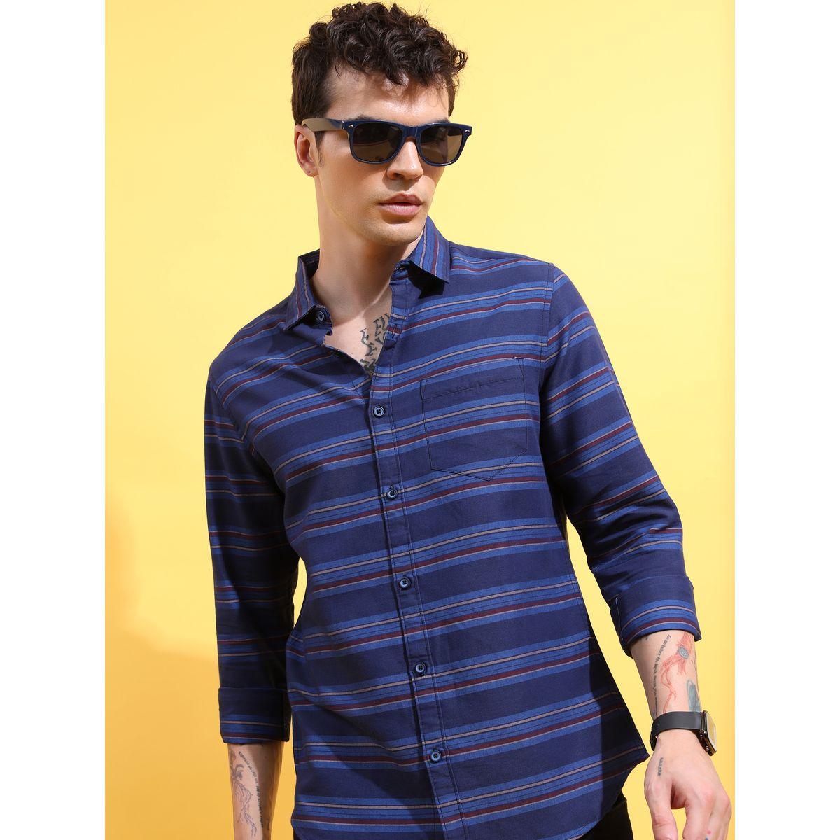 قميص مخطط بأزرار غلق كيتش × ستايلي-men-clothing-shirts-image-1