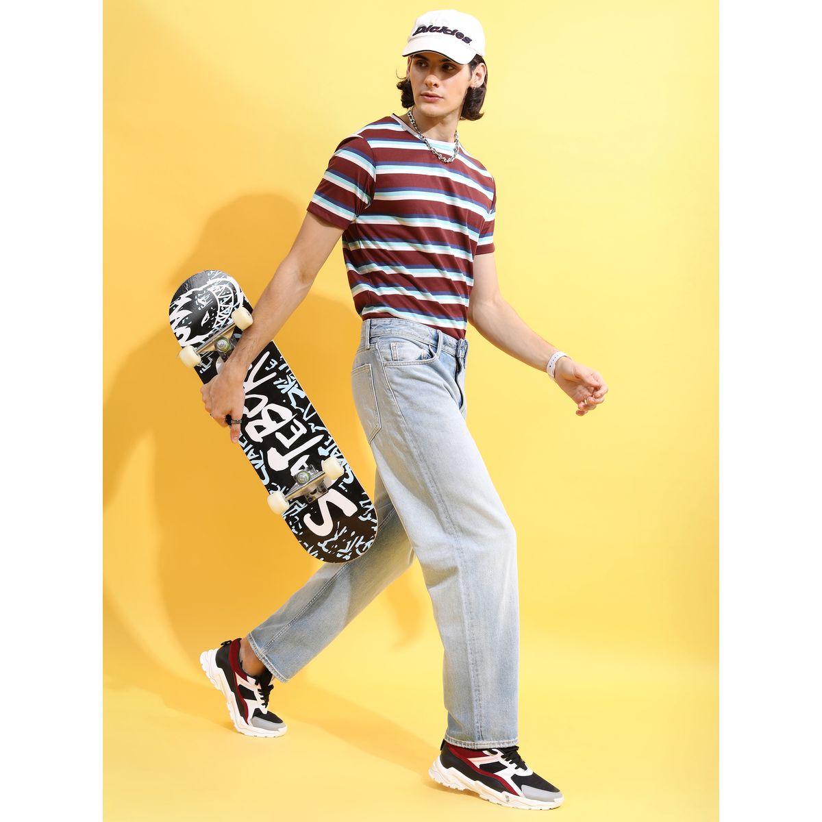 تيشيرت مخطط بقصة مريحة كيتش × ستايلي-men-clothing-tshirtsandpolos-tshirts-image-2