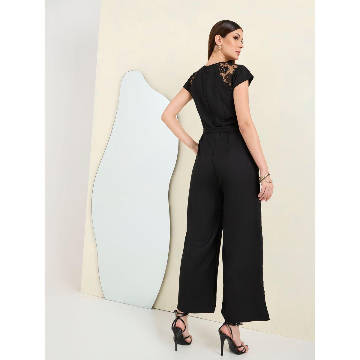 Styli Lace Insert Wide Leg Jumpsuit with Belt-women-clothing-jumpsuits-image-4