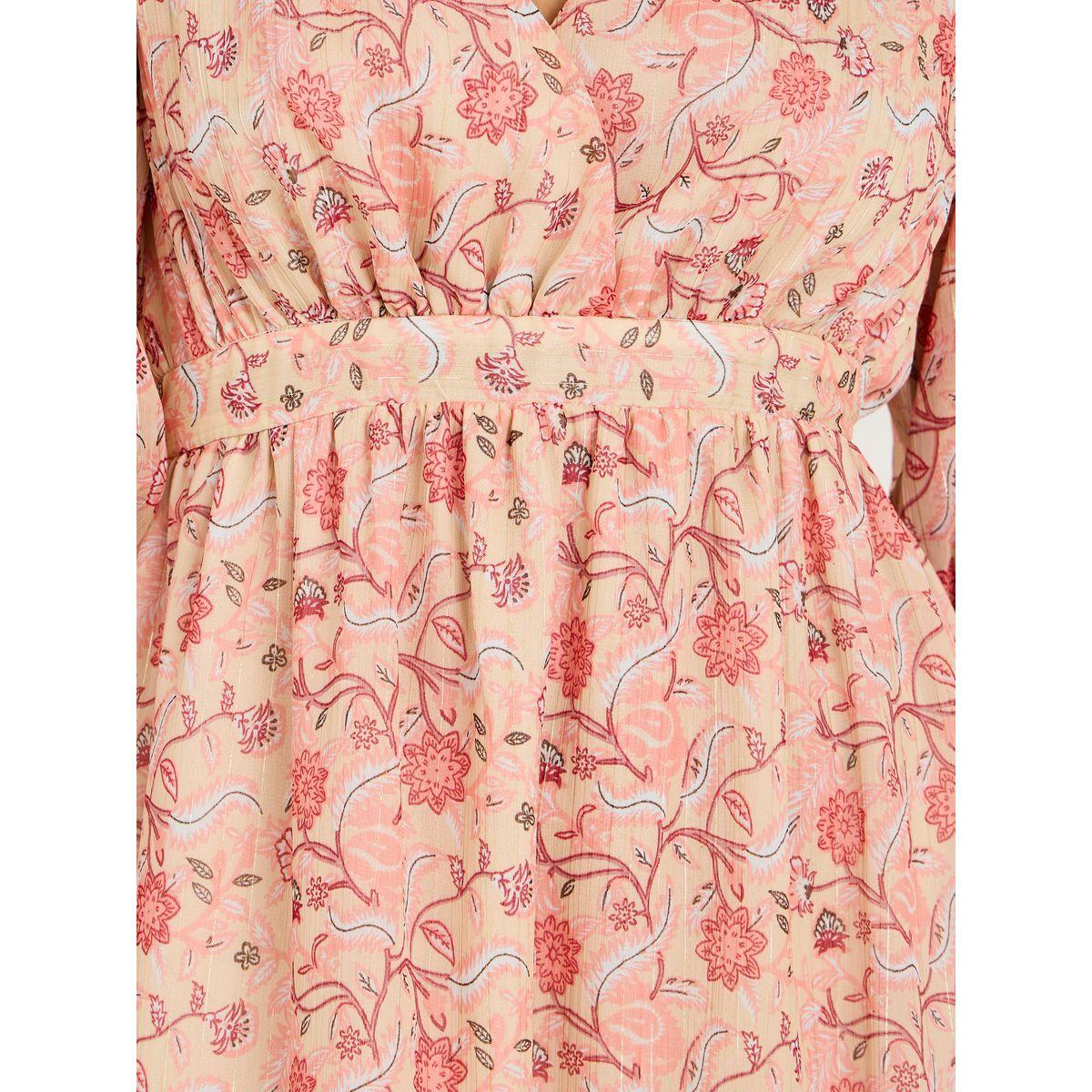 Styli Floral Print Cuffed Sleeve Tiered Maxi Dress-women-clothing-dresses-image-3