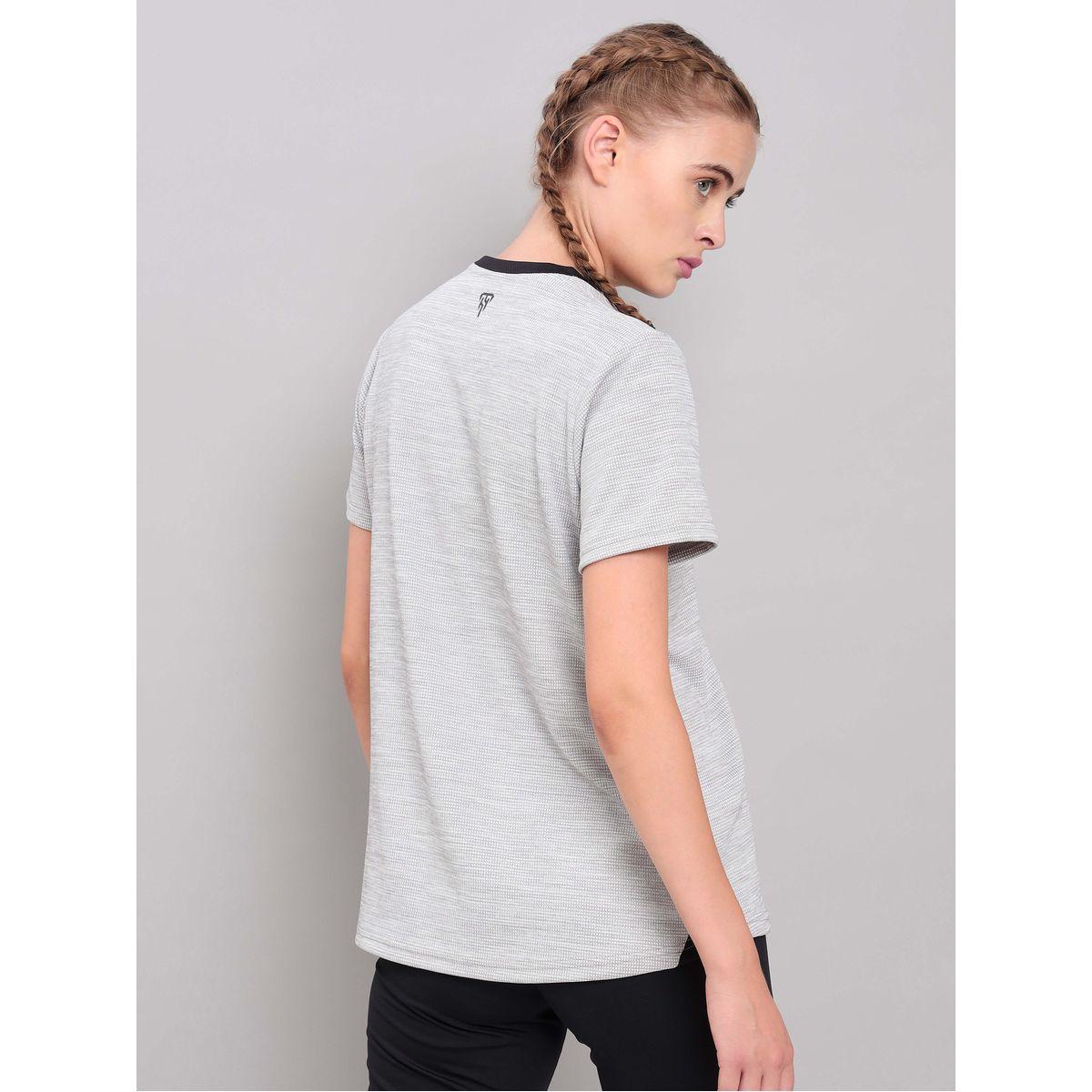 Technosport X Styli 2-Way Stretch Melange V Neck Active T-Shirt-women-clothing-sportswearandactivewear-tshirtsandvests-image-2