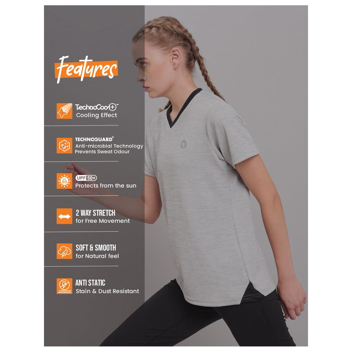 Technosport X Styli 2-Way Stretch Melange V Neck Active T-Shirt-women-clothing-sportswearandactivewear-tshirtsandvests-image-3