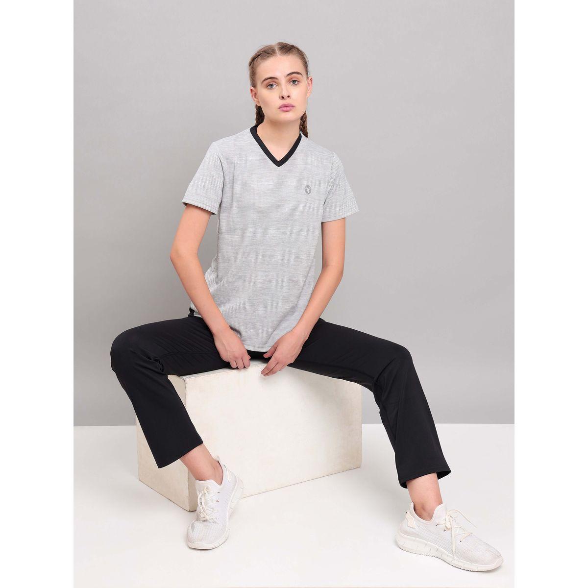 Technosport X Styli 2-Way Stretch Melange V Neck Active T-Shirt-women-clothing-sportswearandactivewear-tshirtsandvests-image-4