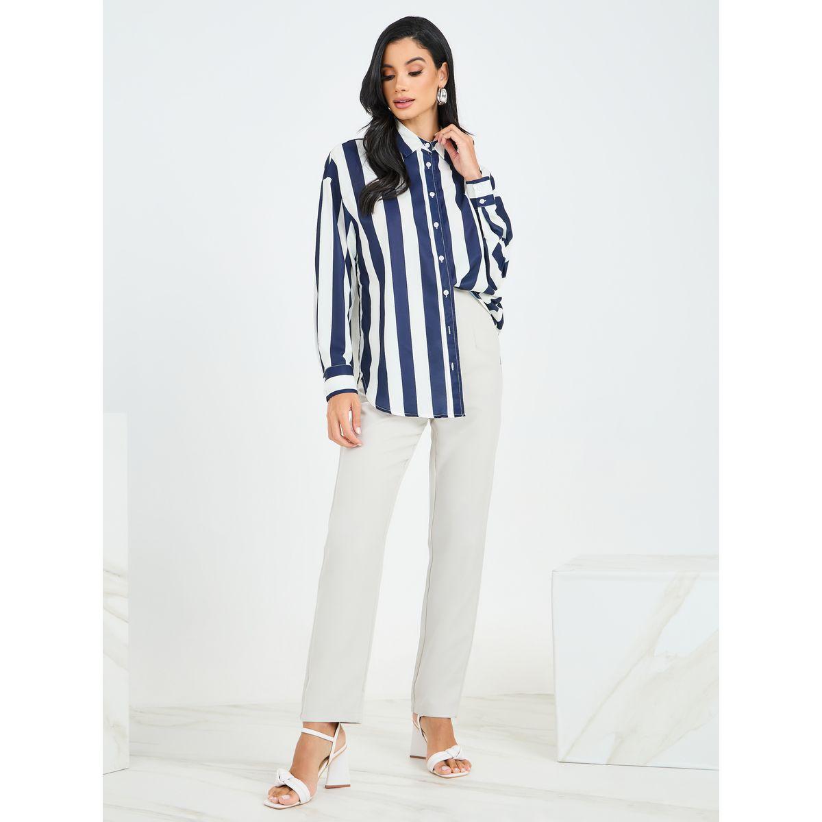 Styli Oversized Striped Collared Longline Shirt-women-clothing-shirtsandblouses-shirts-image-2