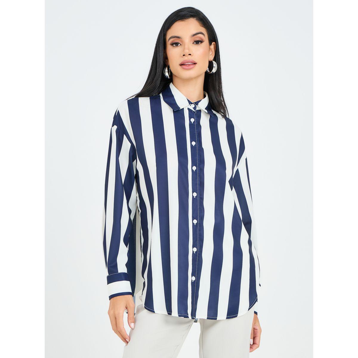 Styli Oversized Striped Collared Longline Shirt-women-clothing-shirtsandblouses-shirts-image-3