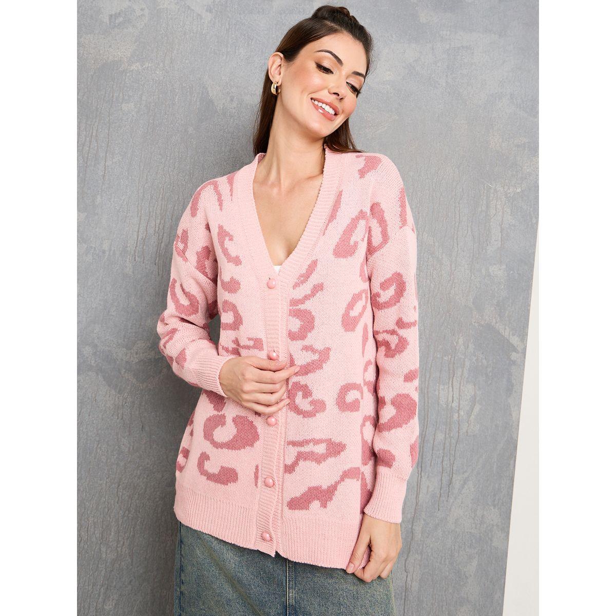 Styli Leopard Print Detail Button Up Cardigan-women-winterwear-cardigansandjumpers-cardigans-image-3