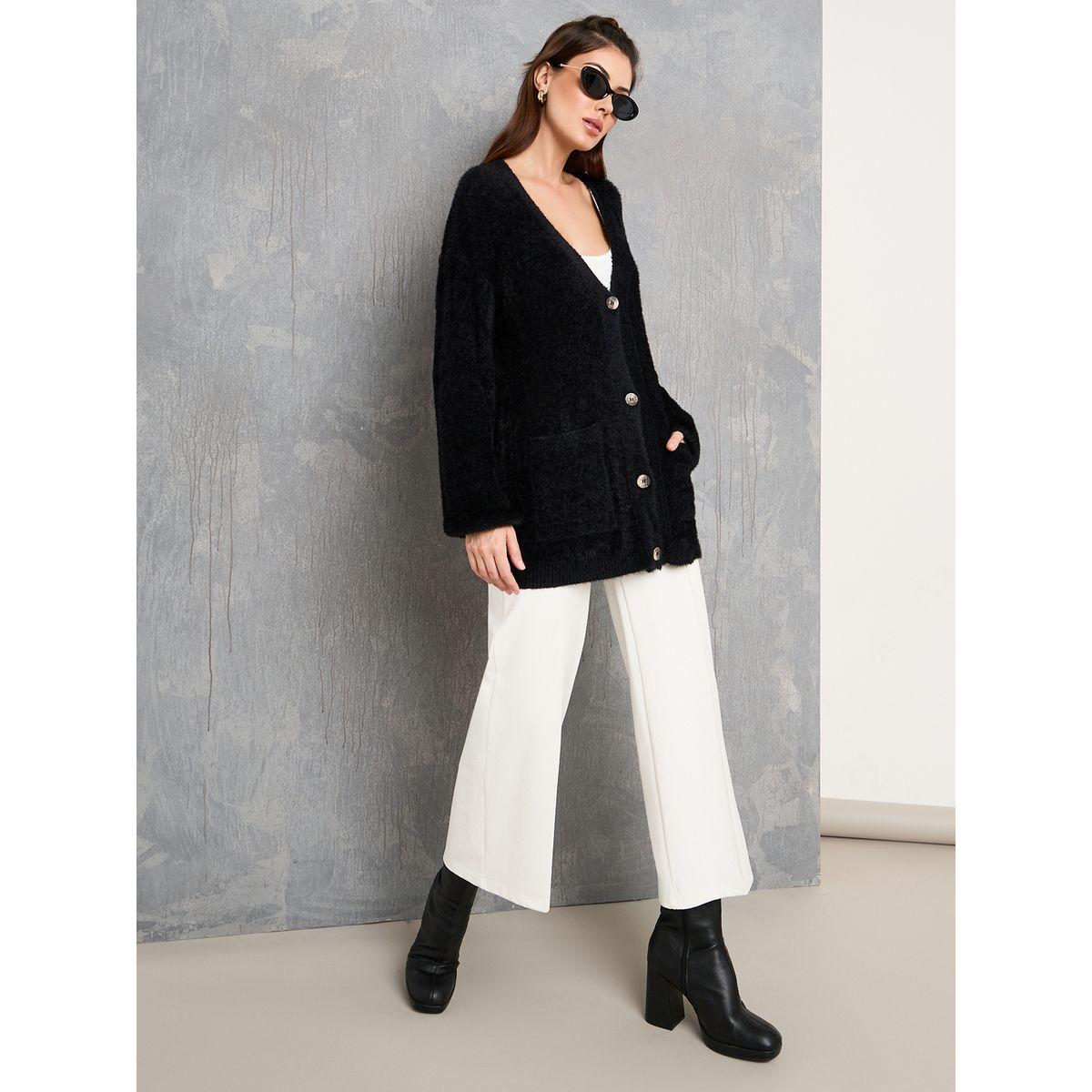كارديجان سادة واسع بأزرار غلق-women-winterwear-cardigansandjumpers-cardigans-image-2