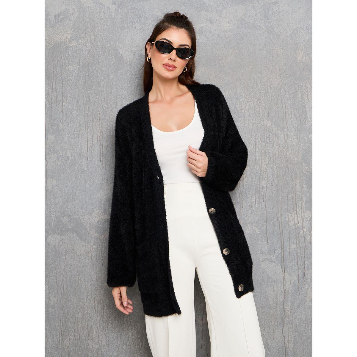 كارديجان سادة واسع بأزرار غلق-women-winterwear-cardigansandjumpers-cardigans-image-3