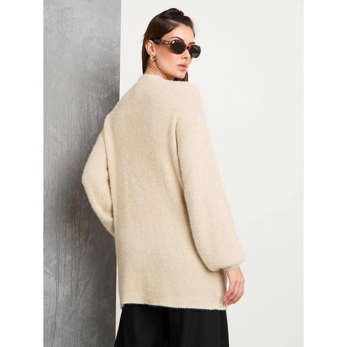 كارديجان سادة واسع بأزرار غلق-women-winterwear-cardigansandjumpers-cardigans-image-5