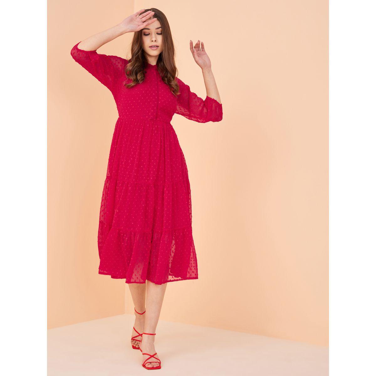 فستان ميدي بكسرات وتفاصيل دوبي فِميلا × ستايلي-women-clothing-dresses-image-1