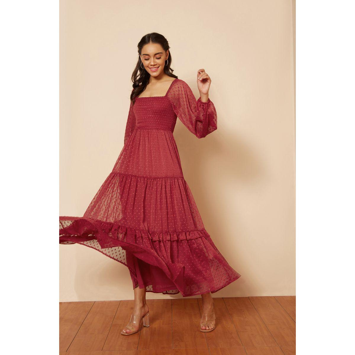 Femella X Styli Square Neck Dobby Tiered Maxi Dress-women-clothing-dresses-image-2