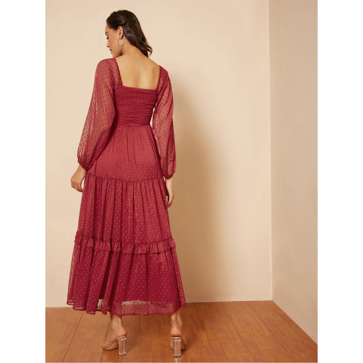 فستان طويل بكسرات ورقبة واسعة فِميلا × ستايلي-women-clothing-dresses-image-7