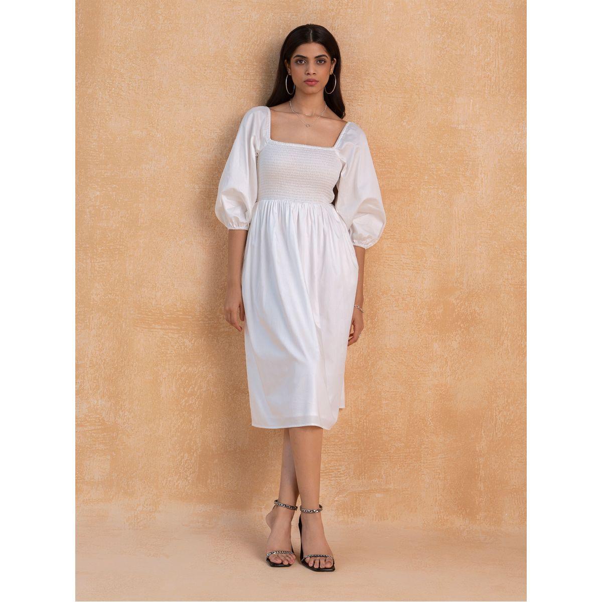 Femella X Styli Balloon Sleeve Cotton A-Line Midi Dress-women-clothing-dresses-image-6